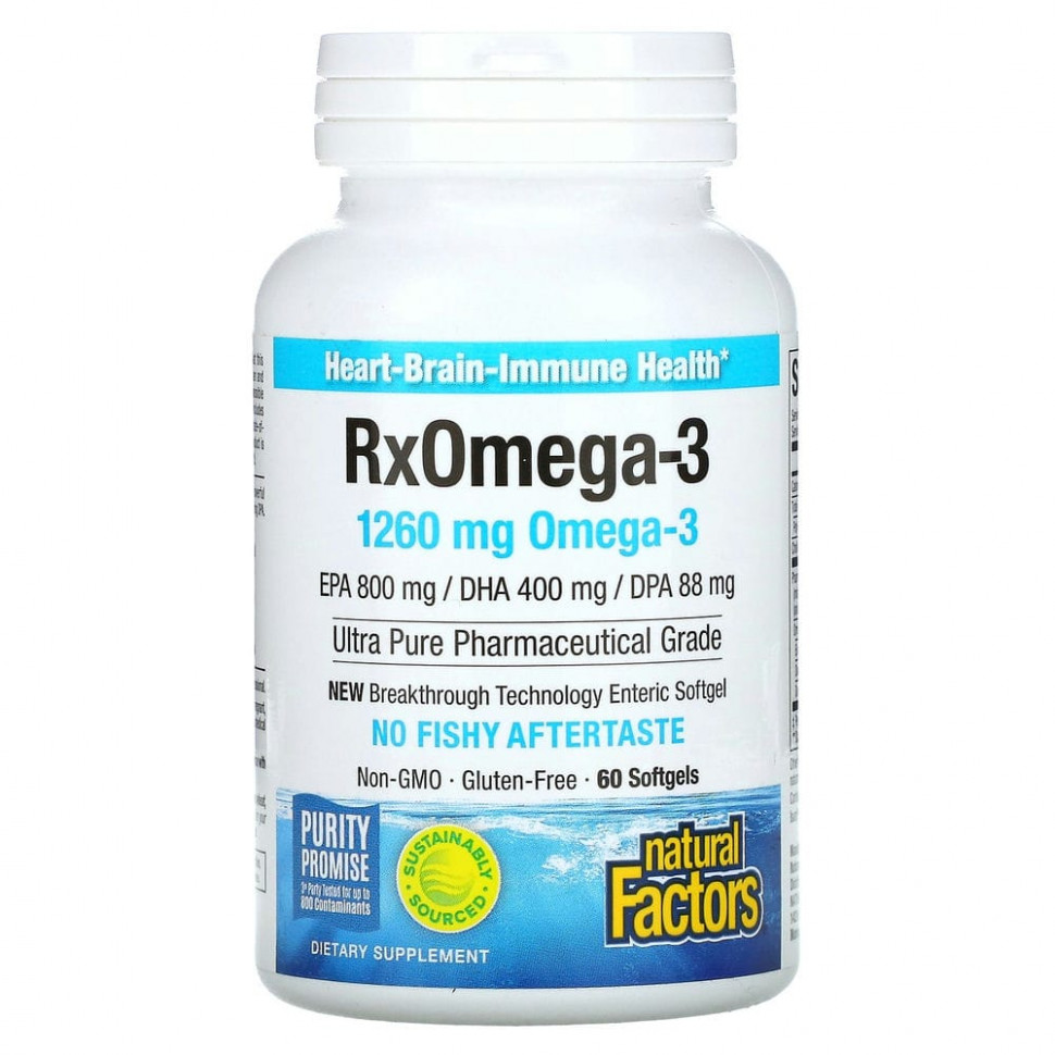   (Iherb) Natural Factors, RxOmega-3, 630 , 60  Enteripure    -     , -, 