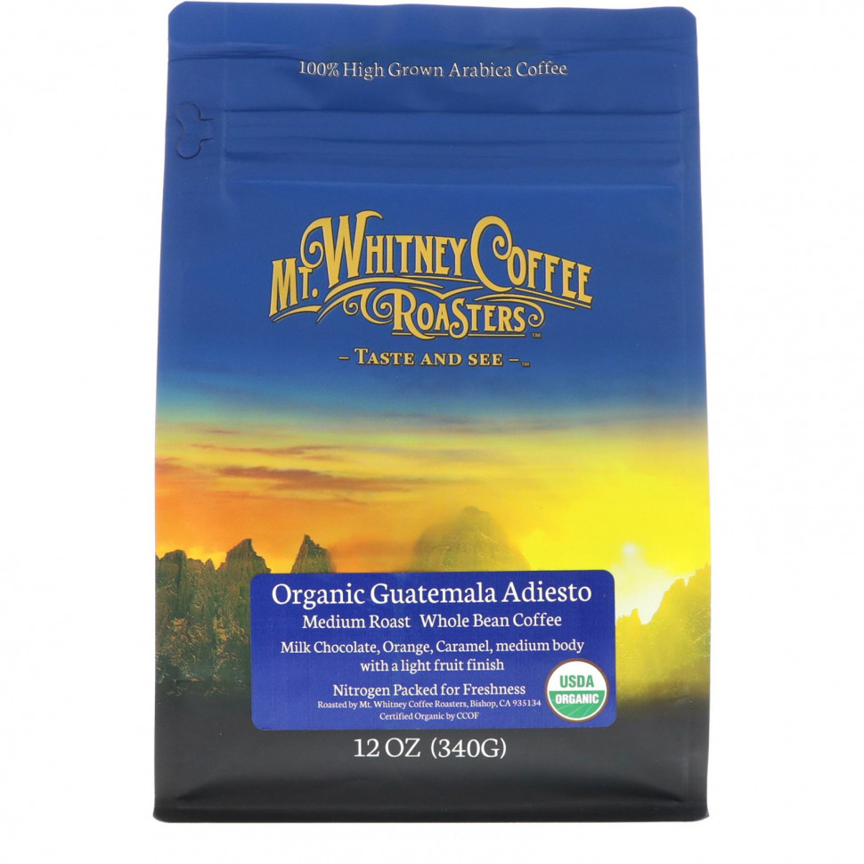 ���� ������ (Iherb) Mt. Whitney Coffee Roasters, Organic Guatemala Adiesto, ���� �� ������� �����, ������� �������, 340 � (12 �����), ������ �� 2770 ���