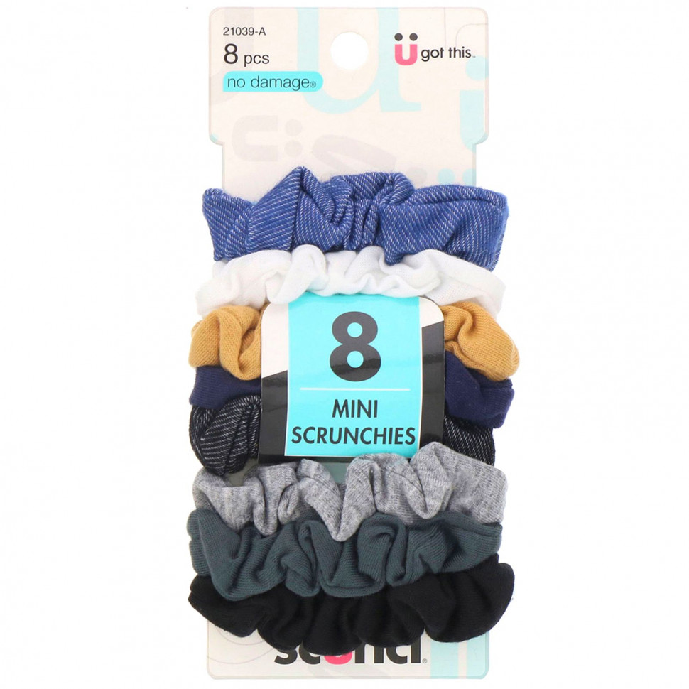   (Iherb) Scunci, -   No Damage, Mini Scrunchies,   (), 8     -     , -, 