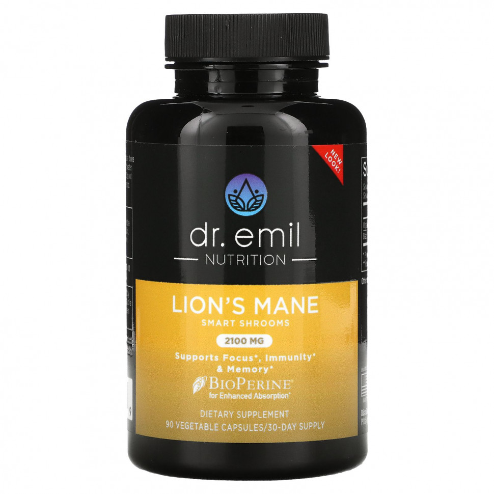 ���� ������ (Iherb) Dr Emil Nutrition, Lion's Mane Smart Shrooms, 2100 ��, 90 ������������ ������, ������ �� 4840 ���