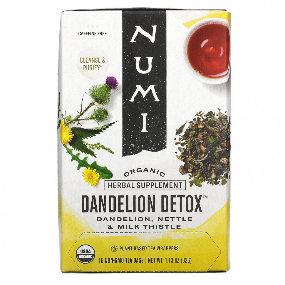 ���� ������ (Iherb) Numi Tea, Organic, Dandelion Detox, ��� �������, 16 ������ ��������� ��� ���, 32 � (1,13 �����), ������ �� 1500 ���