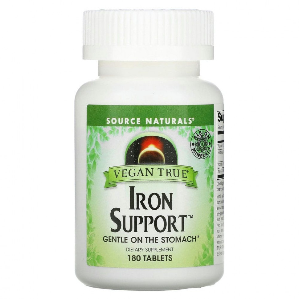 ���� ������ (Iherb) Source Naturals, Vegan True, Iron Support (�������� ��� ����������� ������ ������, �������� ��� �������), 180 ��������, ������ �� 2580 ���