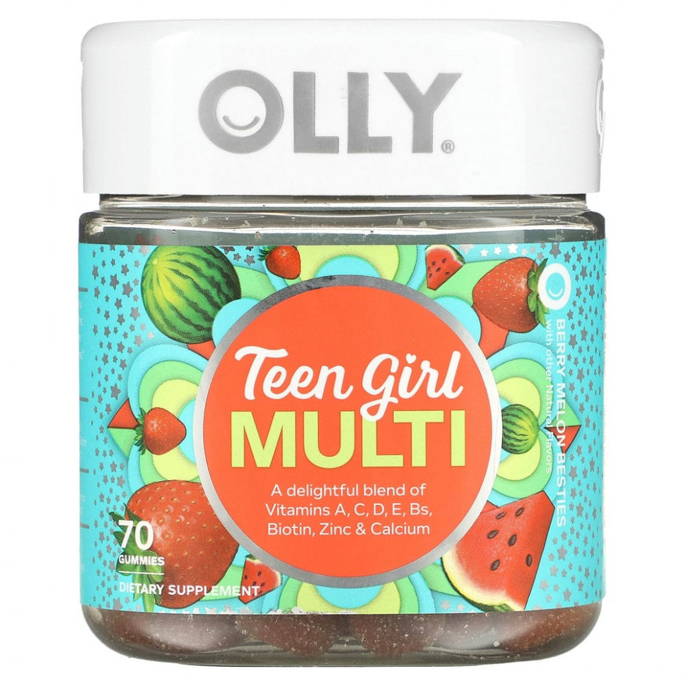   (Iherb) OLLY, Teen Girl Multi, Berry Melon Besties, 70      -     , -, 