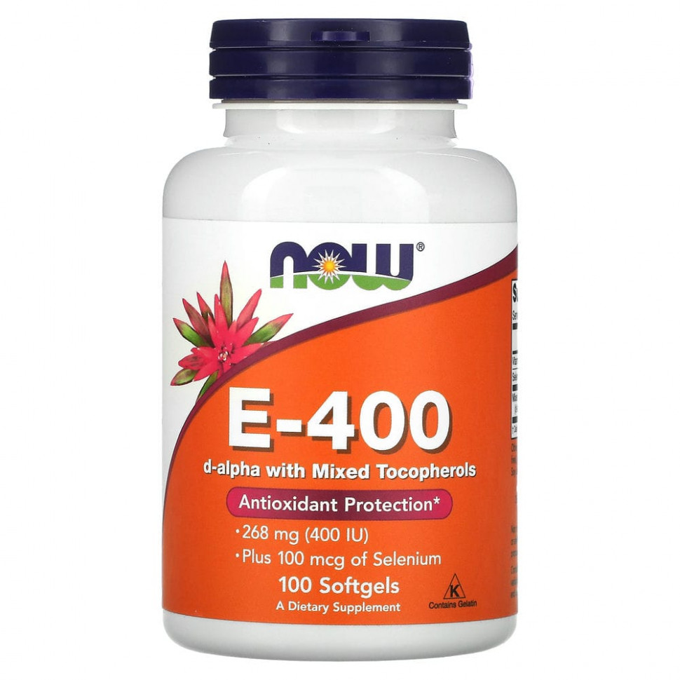 ���� ������ (Iherb) NOW Foods, E-400 D-����� �� ���������� ������������, 268 �� (400 ��), 100 ������ ��������, ������ �� 3060 ���