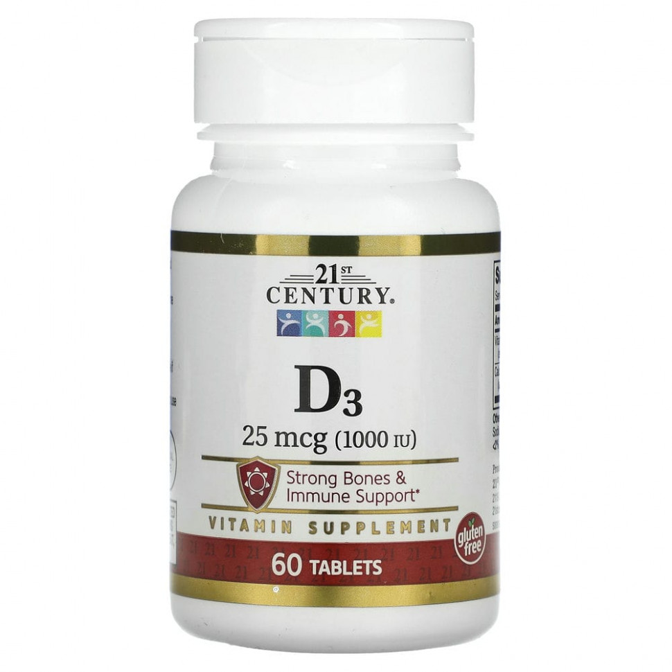   (Iherb) 21st Century,  D3, 25  (1000 ), 60     -     , -, 