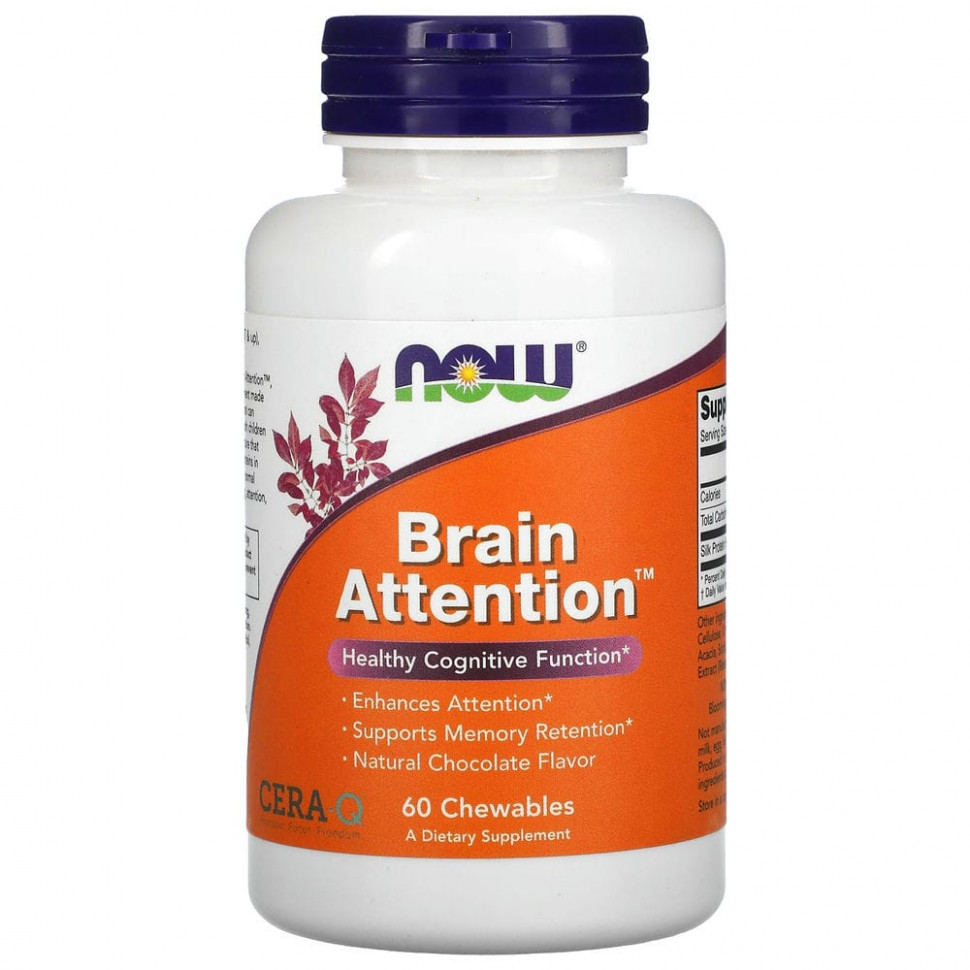 ���� ������ (Iherb) NOW Foods, Brain Attention, ����������� ���������� ����, 60 ����������� ��������, ������ �� 3750 ���
