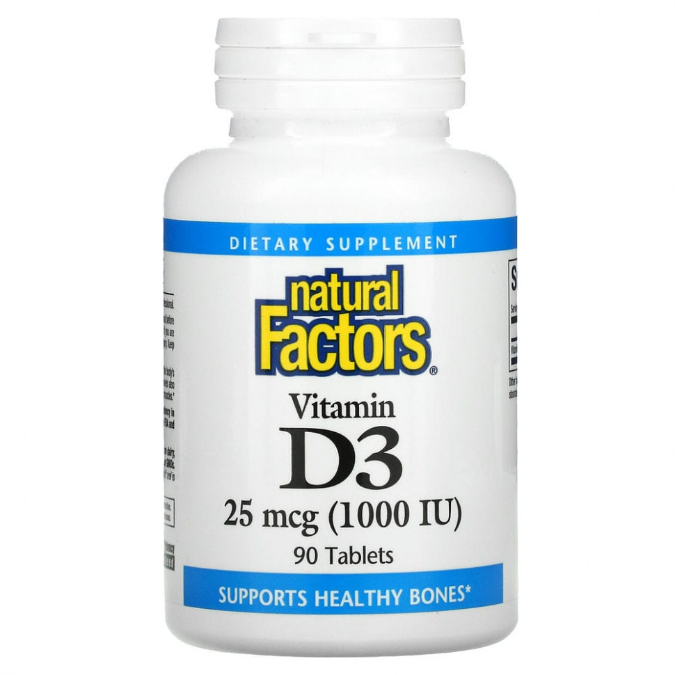 ���� ������ (Iherb) Natural Factors, ������� D3, 25 ��� (1000 ��), 90 ��������, ������ �� 750 ���