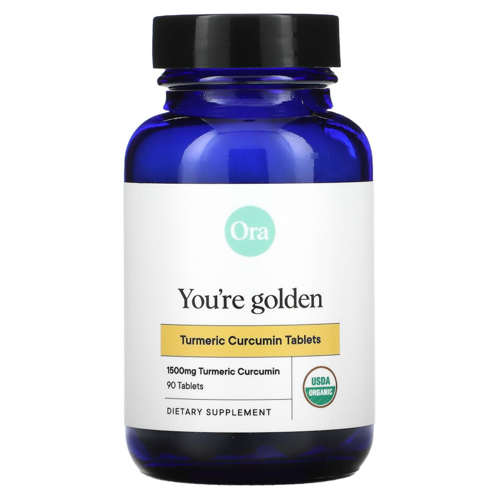   (Iherb) Ora, You're Golden, Organic Turmeric Curcumin Supplement, 500 mg, 90 Organic Tablets    -     , -, 