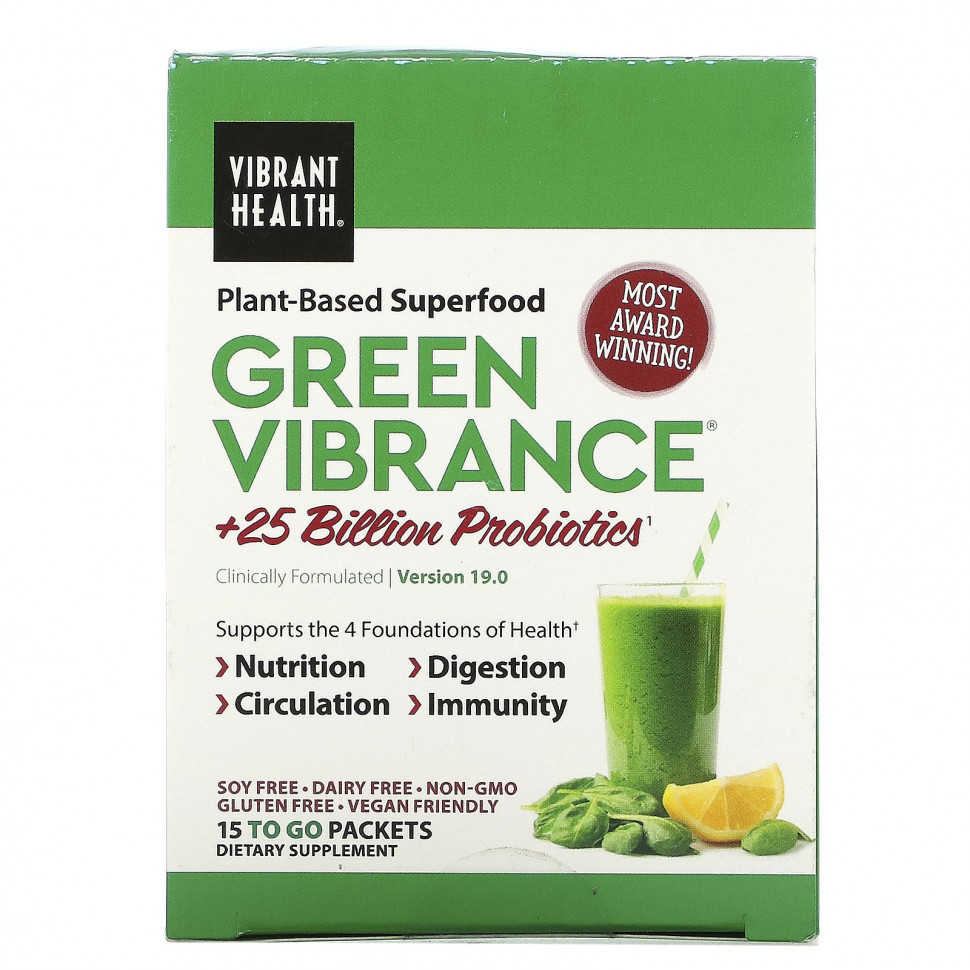 ���� ������ (Iherb) Vibrant Health, Green Vibrance +25 ���� �����������, ������ 19.0, 15 ���������, 168,9 � (5,96 �����), ������ �� 6960 ���