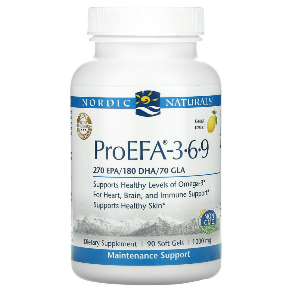 ���� ������ (Iherb) Nordic Naturals, ProEFA 3-6-9, �����, 1000 ��, 90 ������ ��������, ������ �� 4400 ���