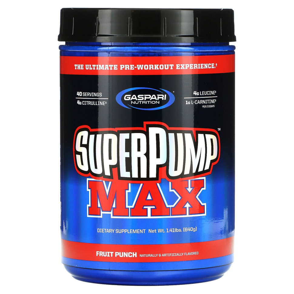   (Iherb) Gaspari Nutrition, SuperPump Max, Fruit Punch Blast, 1.41 lbs (640 g),   7330 