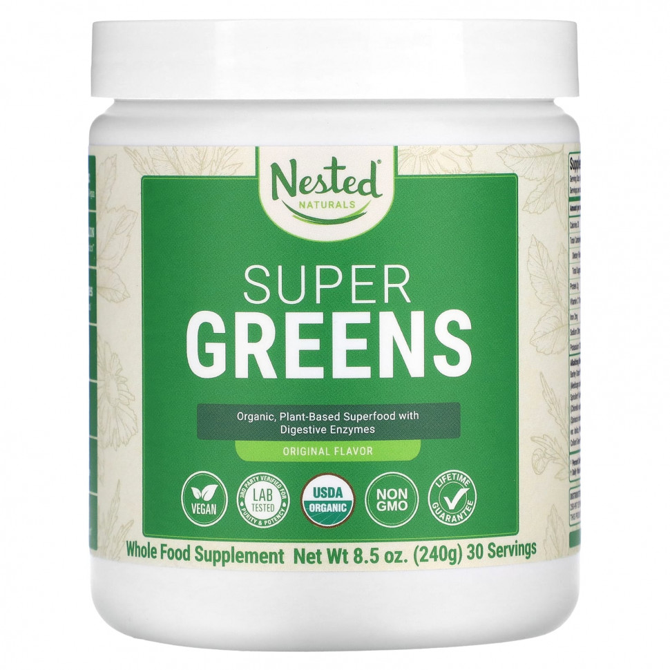 ���� ������ (Iherb) Nested Naturals, Super Greens, ������������ ����, 240 � (8,5 �����), ������ �� 5380 ���