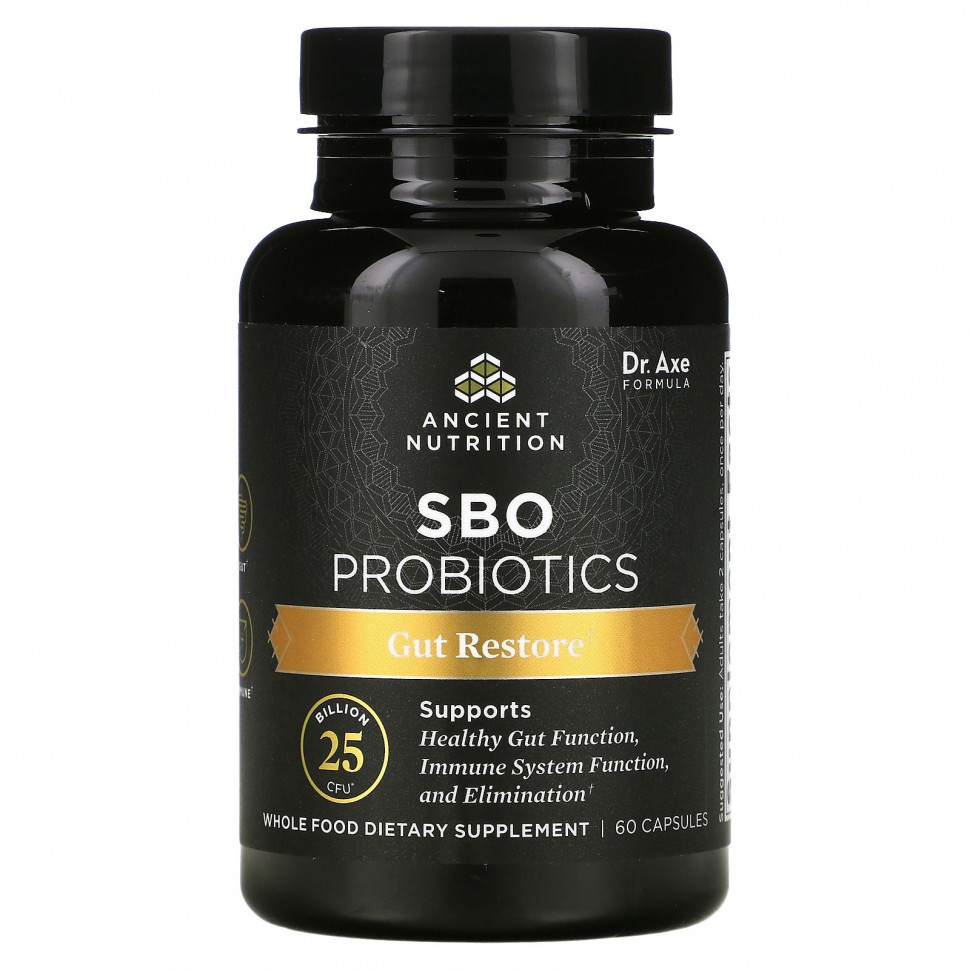 ���� ������ (Iherb) Dr. Axe / Ancient Nutrition, SBO Probiotics, �������� ��� �������������� ���������, 25 ���� ���, 60 ������, ������ �� 7230 ���