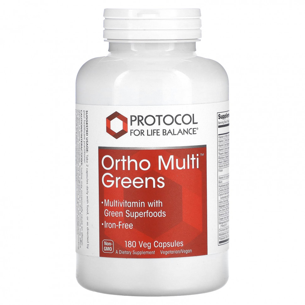 ���� ������ (Iherb) Protocol for Life Balance, Ortho Multi Greens, 180 ������������ ������, ������ �� 4930 ���