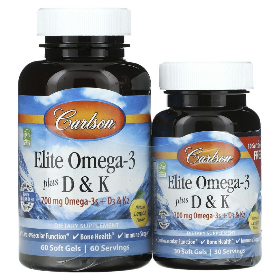   (Iherb) Carlson Labs, Elite Omega-3   D  K,   , 60 (+ 30 )      -     , -, 