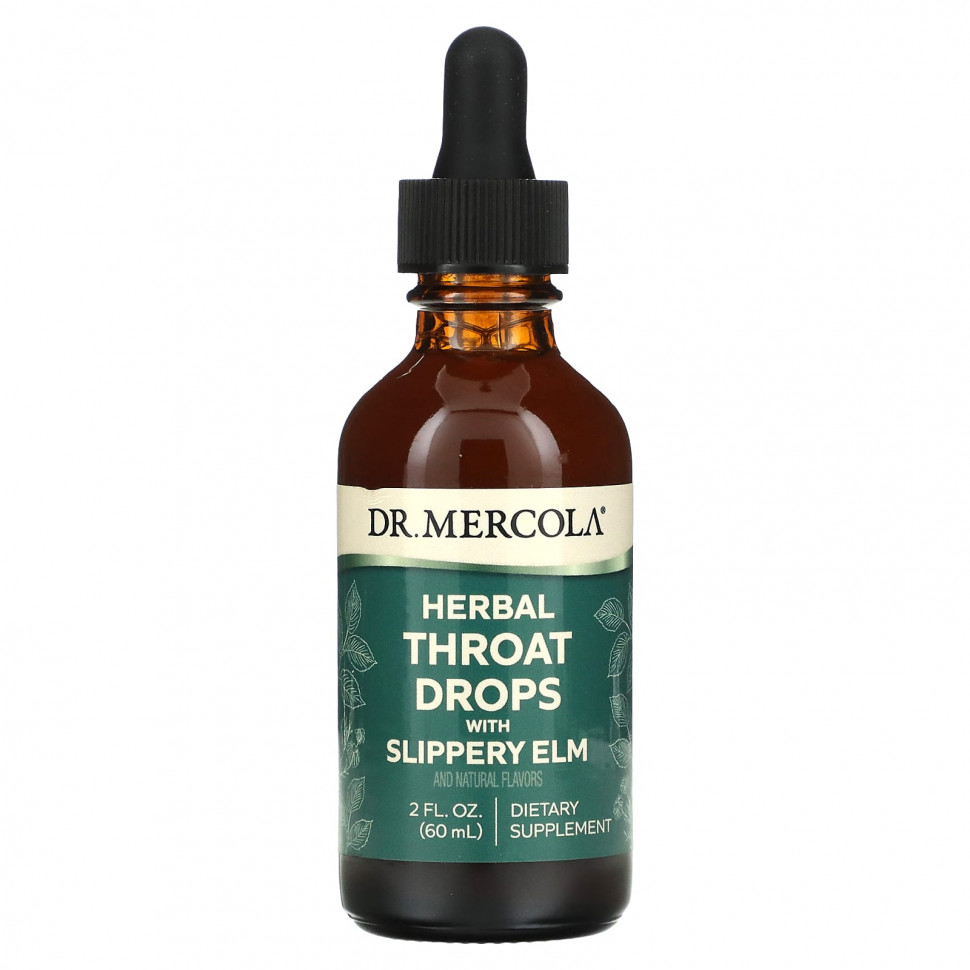   (Iherb) Dr. Mercola, Herbal Throat Drops with Slippery Elm, 2 fl oz (60 ml)    -     , -, 