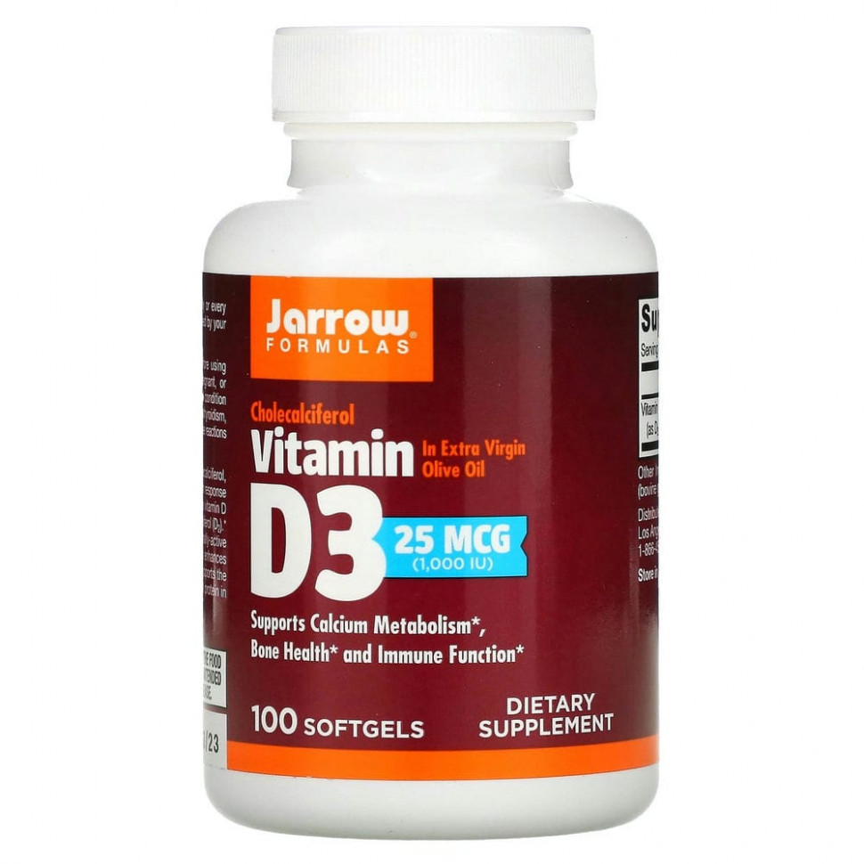 ���� ������ (Iherb) Jarrow Formulas, ������� D3, ���������������, 25 ��� (1000 ��), 100 ������, ������ �� 1590 ���