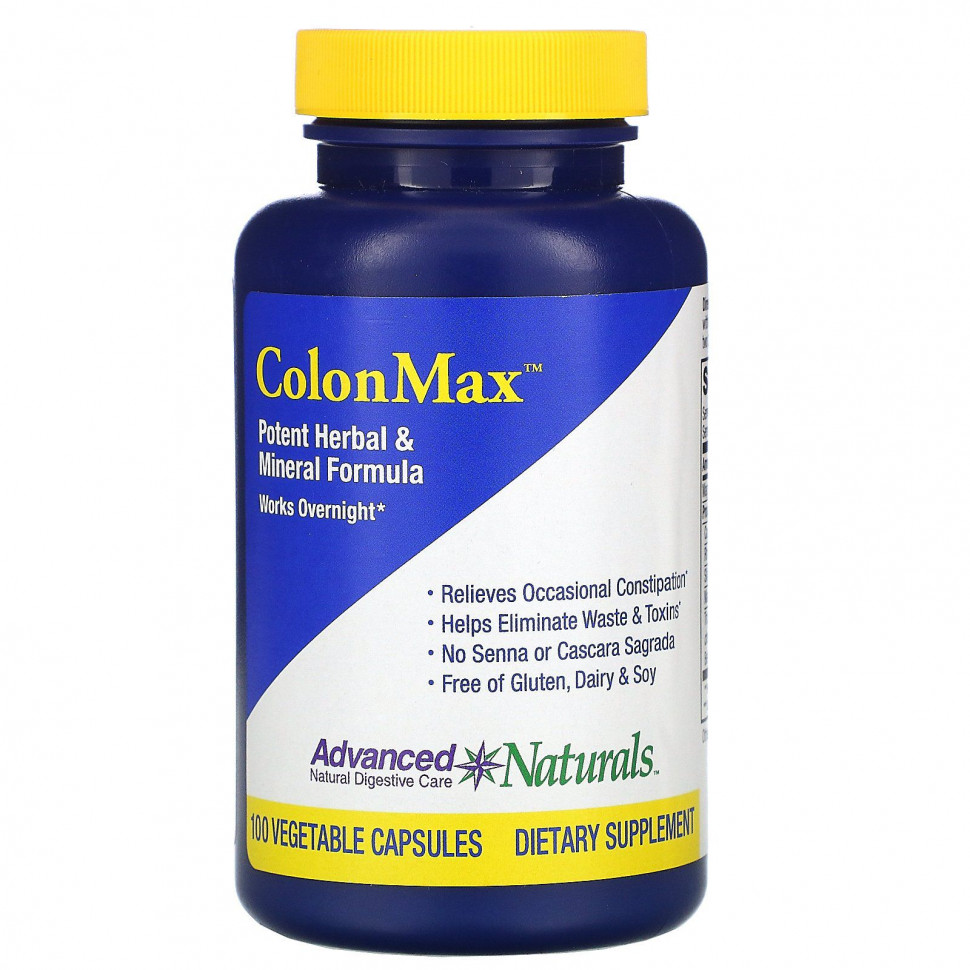   (Iherb) Advanced Naturals, Colon Max, Potent Herbal & Mineral Formula, 100 Vegetable Capsules    -     , -, 