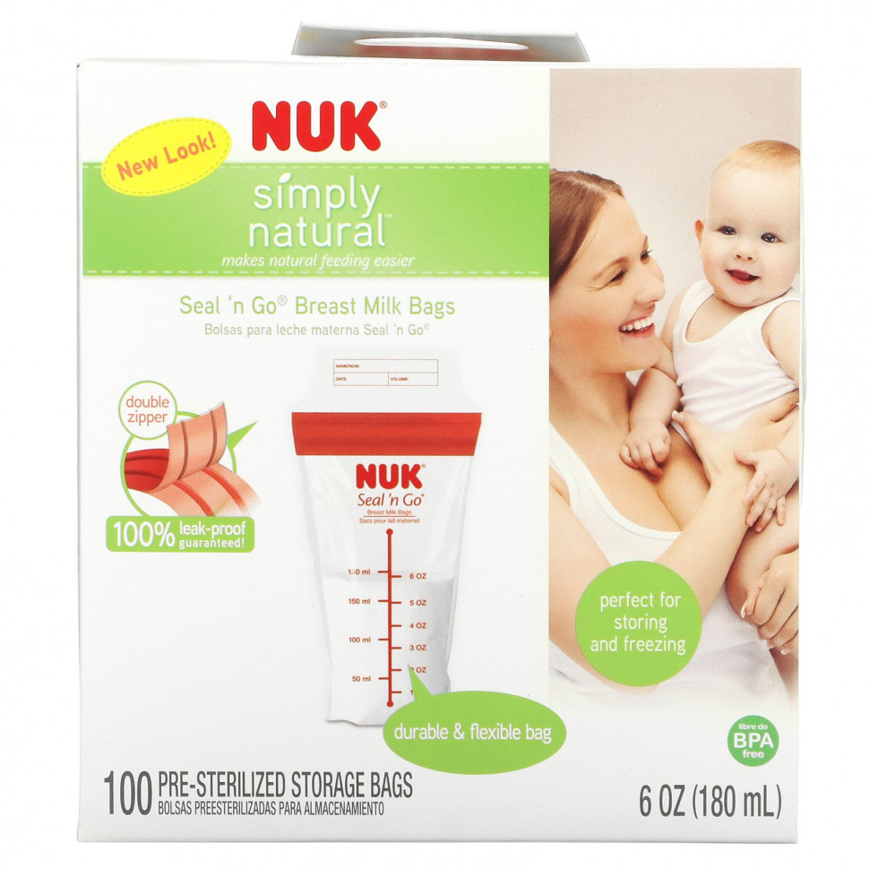 ���� ������ (Iherb) NUK, Seal 'n Go, �������� ��� �������� ������, 100 ���������� ��������� ��� ��������, 180 �� ( 6 �����), ������ �� 4710 ���
