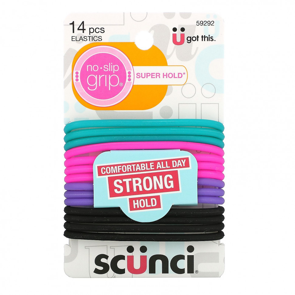   (Iherb) Scunci,     Everyday & Active, No Slip Grip, 14     -     , -, 