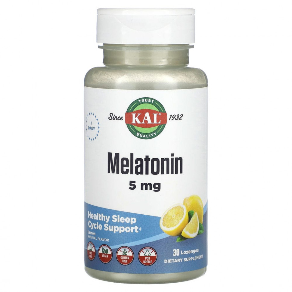   (Iherb) KAL, Melatonin, Lemon, 5 mg, 30 Lozenges    -     , -, 