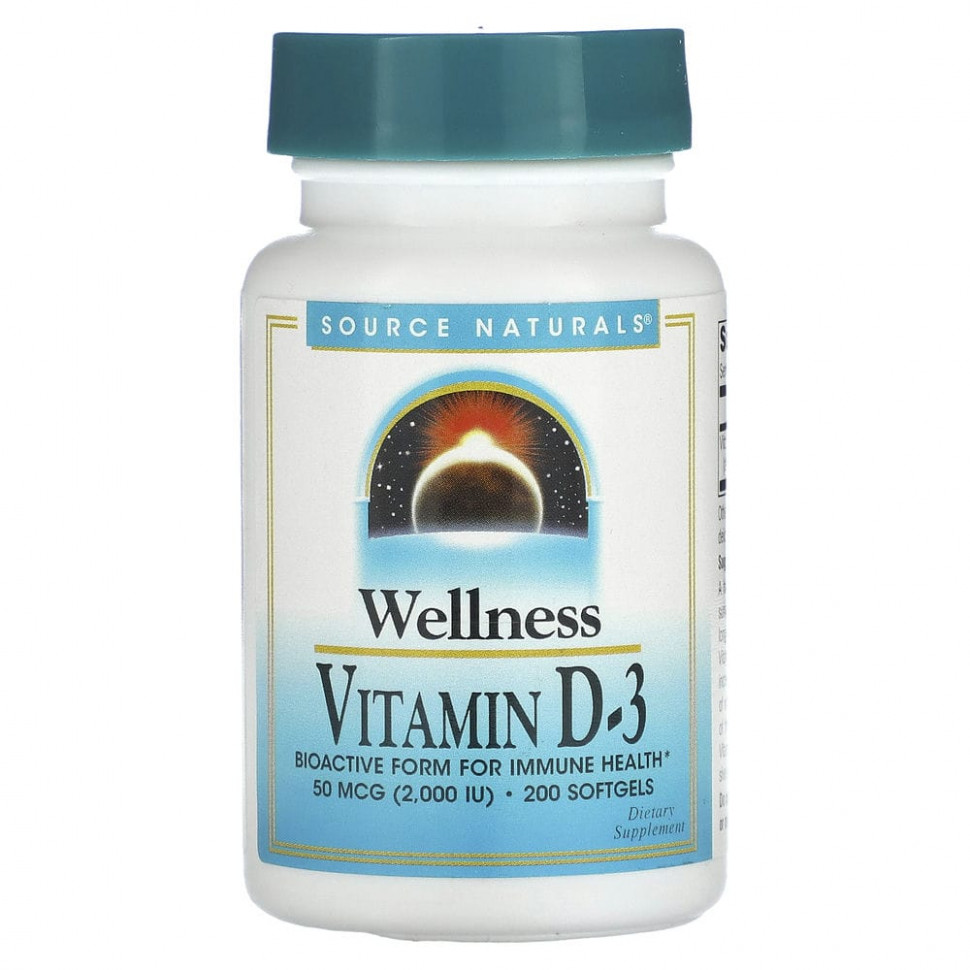   (Iherb) Source Naturals, Wellness,  D3, 50  (2000 ), 200      -     , -, 