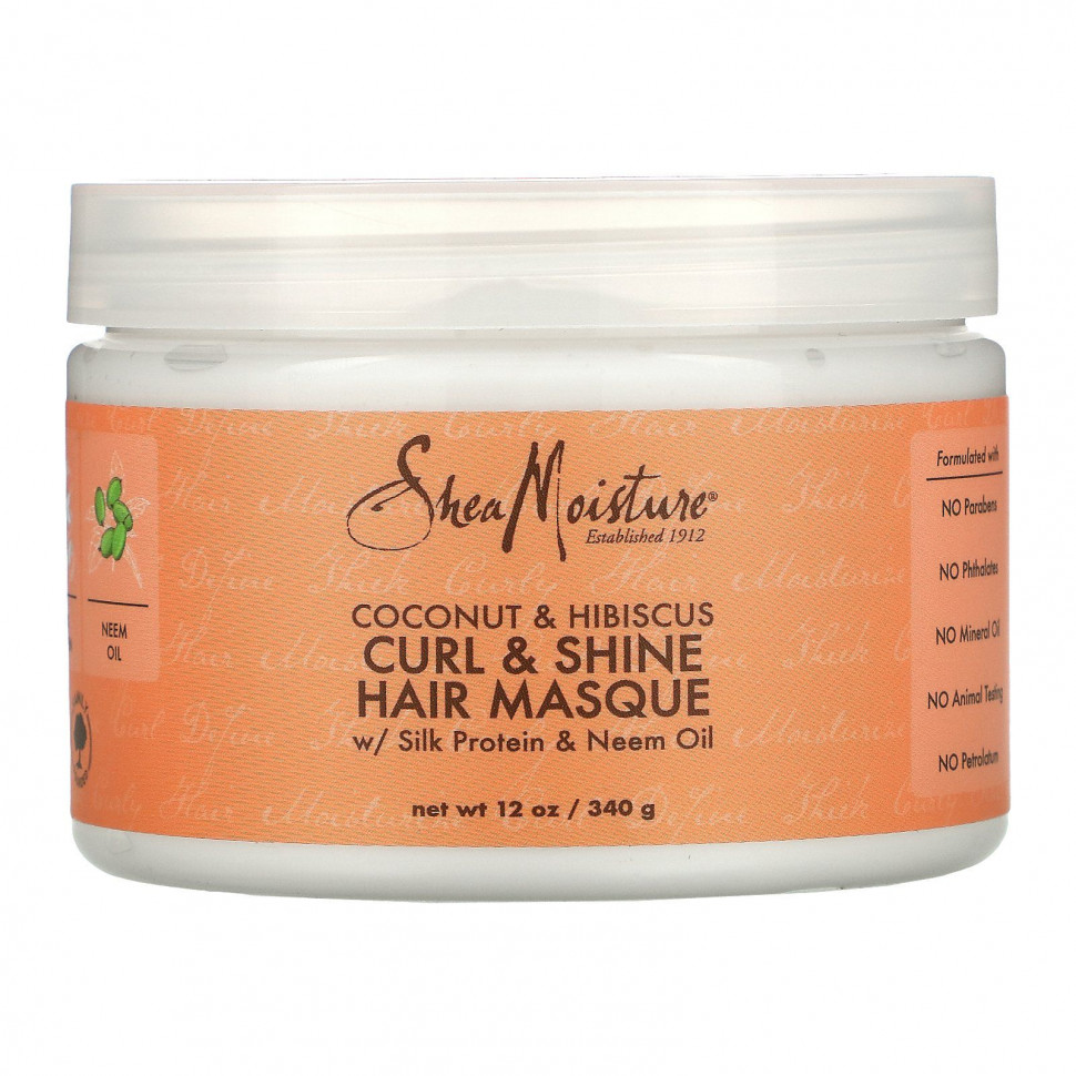   (Iherb) SheaMoisture, Curl & Shine Hair Masque, Coconut & Hibiscus, 12 oz (340 g)    -     , -, 