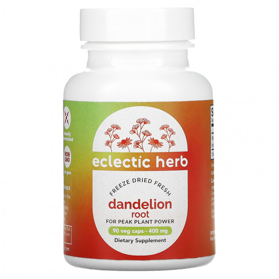   (Iherb) Eclectic Institute, Dandelion Root, Raw, 400 mg, 90 Non-GMO Veg Caps    -     , -, 