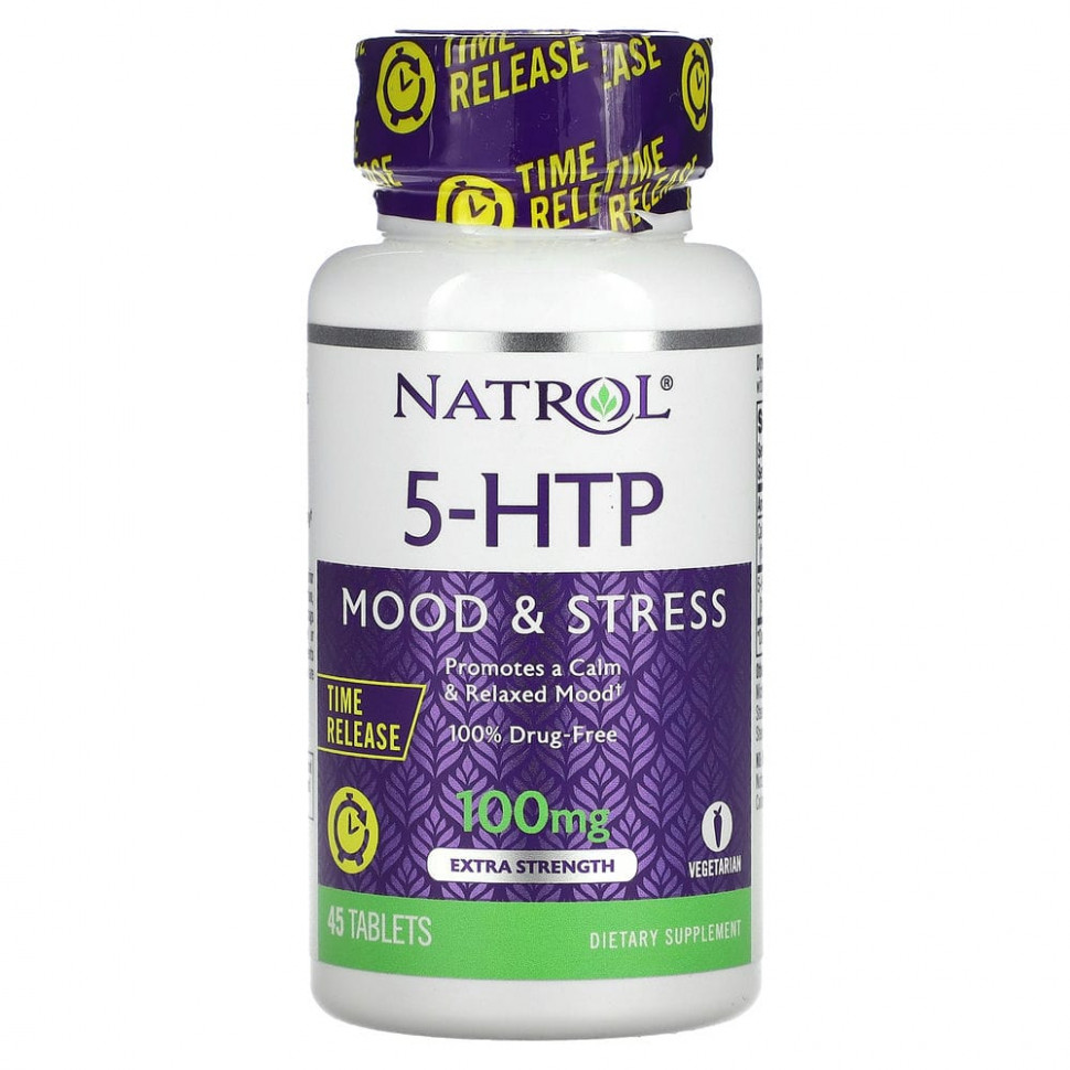 ���� ������ (Iherb) Natrol, 5-�����������������, ��������� �������������, � ���������� ����� ��������, 100 ��, 45 ��������, ������ �� 3500 ���