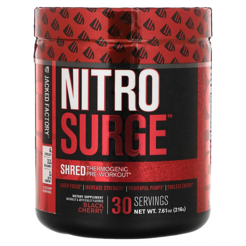 ���� ������ (Iherb) Jacked Factory, Nitro Surge, ����� �����������, ������ �����, 216 � (7,61 �����), ������ �� 5930 ���