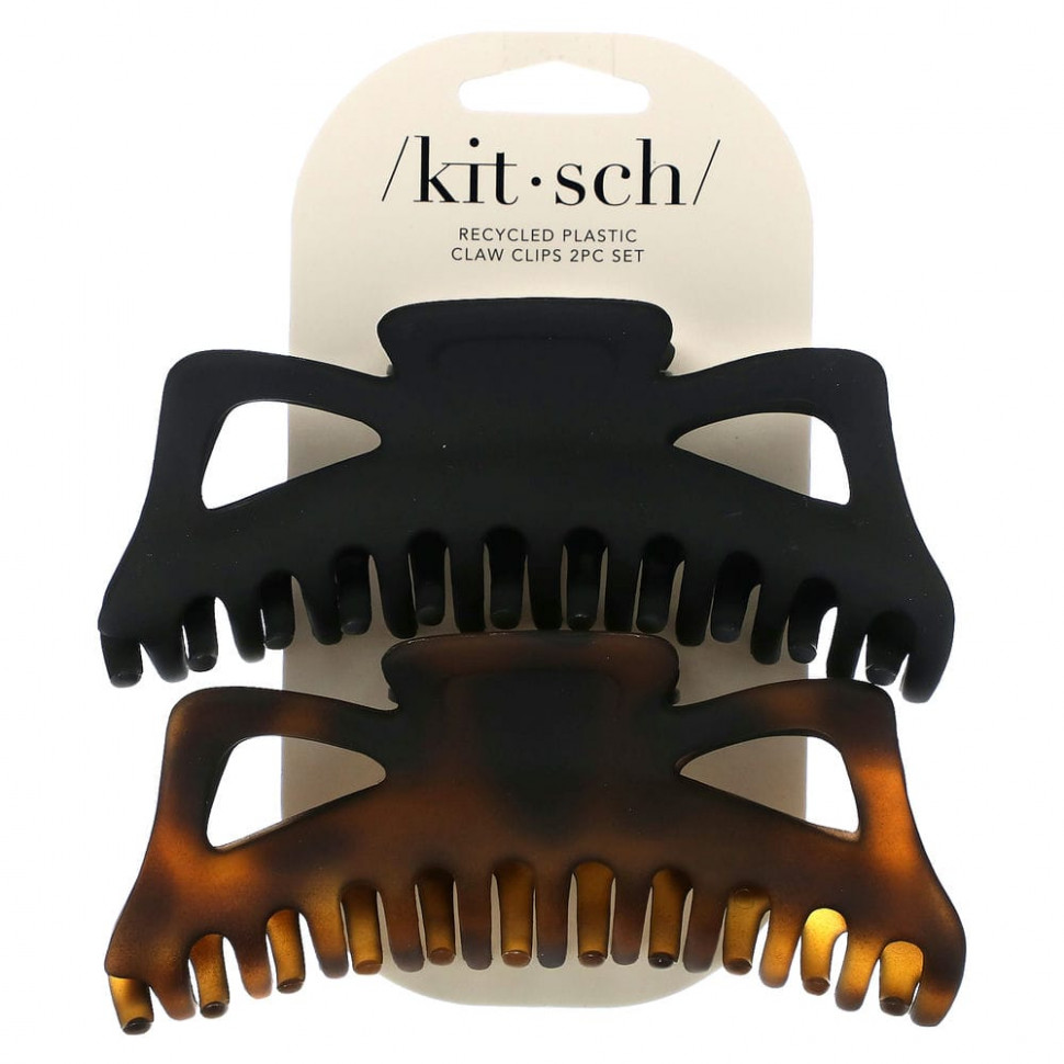   (Iherb) Kitsch,  Jumbo Classic Claw, Black & Tort, 2 .    -     , -, 