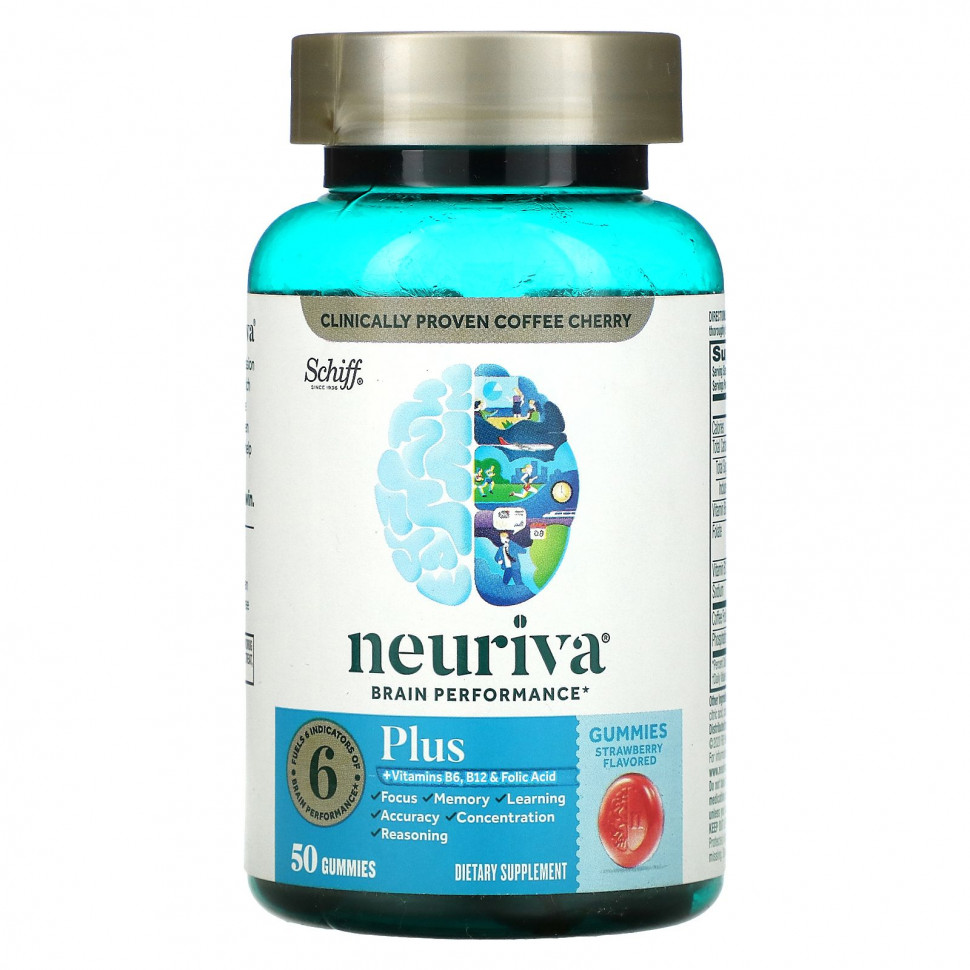   (Iherb) Schiff, Neuriva Brain Performance, Plus, Strawberry, 50 Gummies    -     , -, 