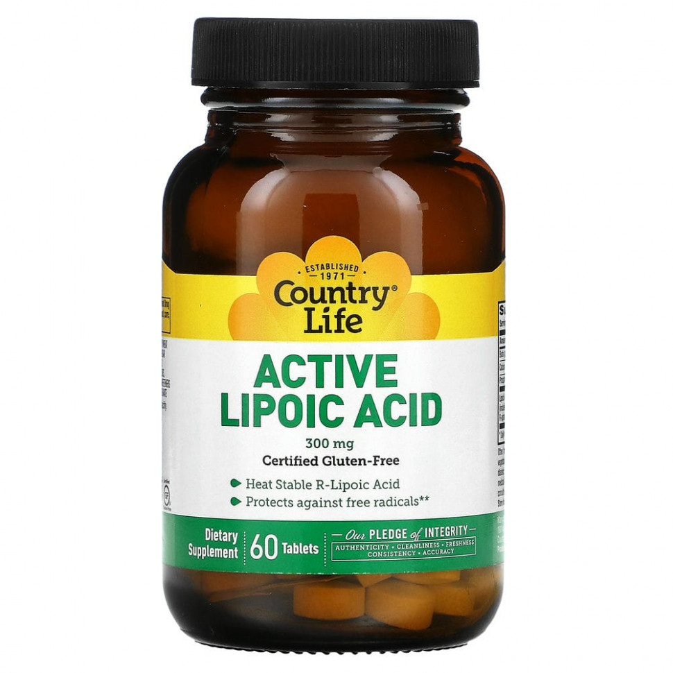   (Iherb) Country Life, Active Lipoic Acid, Time Release, 300 mg, 60 Tablets    -     , -, 