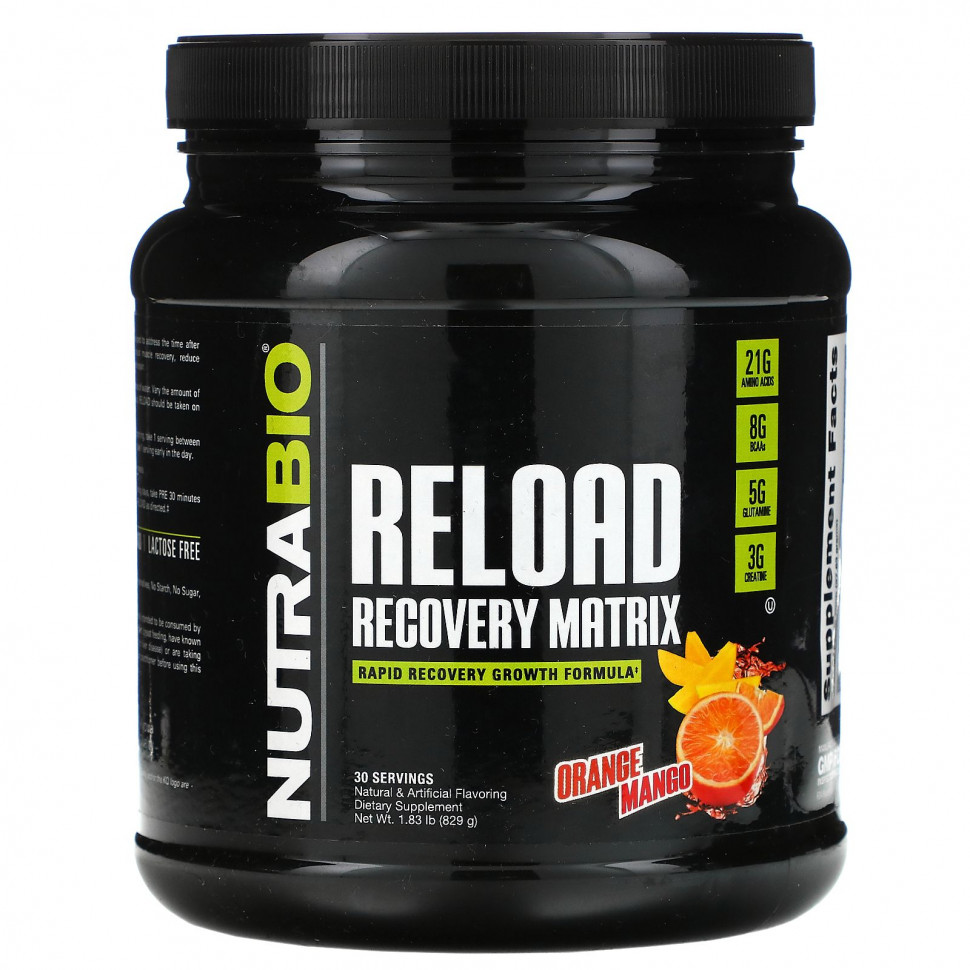   (Iherb) NutraBio Labs, Reload Recovery Matrix, Orange Mango, 1.84 lb (831 g)    -     , -, 