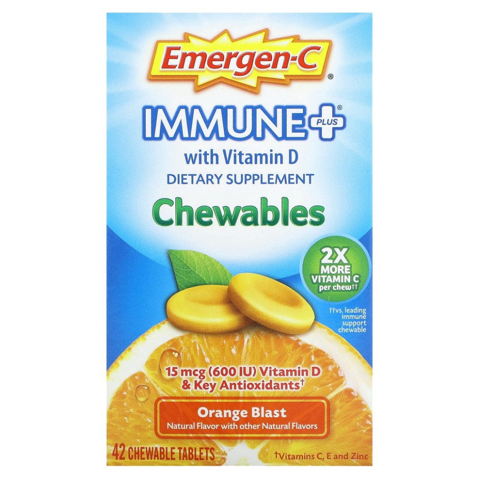 ���� ������ (Iherb) Emergen-C, Immune Plus, � ��������� D, ������������ ���, 42 ����������� ��������, ������ �� 4170 ���