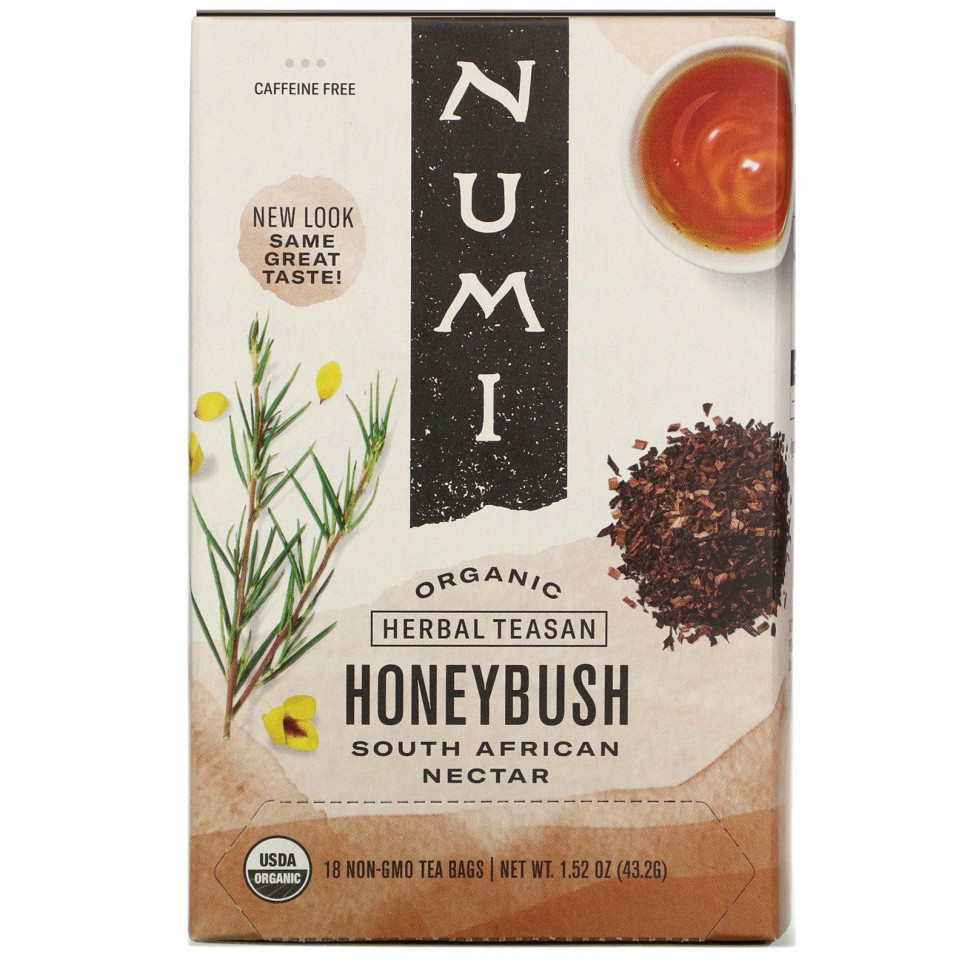 ���� ������ (Iherb) Numi Tea, Organic Herbal Teasan, Honeybush, ��� �������, 18 ������ ���������, 43,2 � (1,52 �����), ������ �� 1350 ���