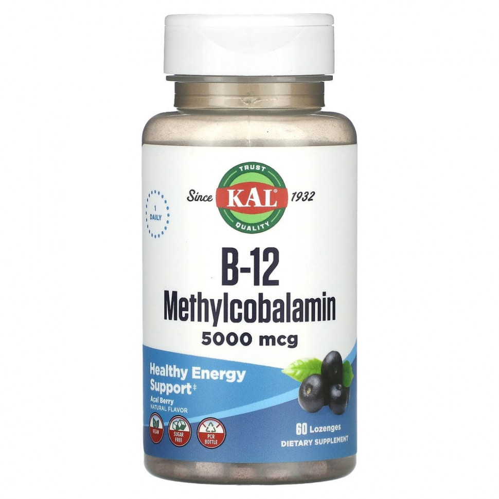 ���� ������ (Iherb) KAL, �������������� �������� B12, ����� ����, 5000 ���, 60 ��������, ������ �� 3500 ���