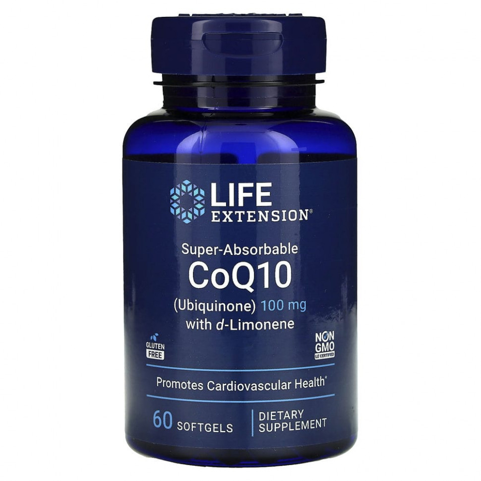   (Iherb) Life Extension, Super-Absorbable CoQ10,   Q10 ()  d-, 100 , 60     -     , -, 