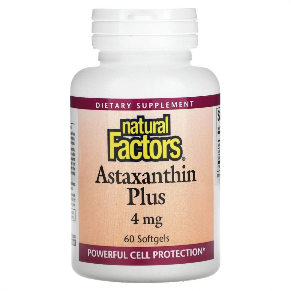 ���� ������ (Iherb) Natural Factors, Astaxanthin Plus, �����������, 4 ��, 60 ������, ������ �� 2920 ���