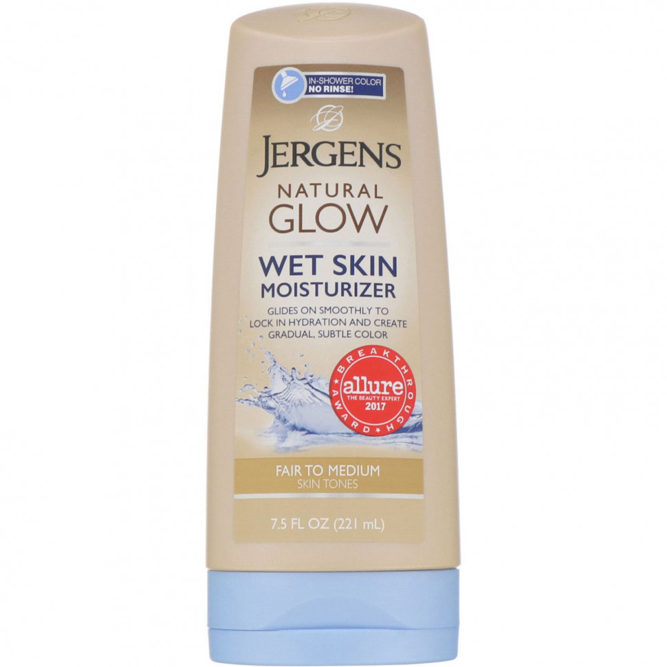   (Iherb) Jergens,   Natural Glow     , Wet Skin Moisturizer,  Fair to Medium (221 )    -     , -, 