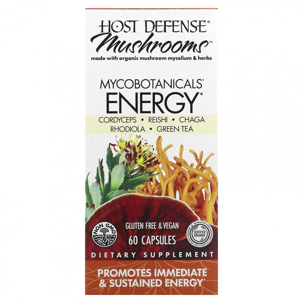   (Iherb) Fungi Perfecti Host Defense, Mushrooms, MycoBotanicals, Energy, 60     -     , -, 