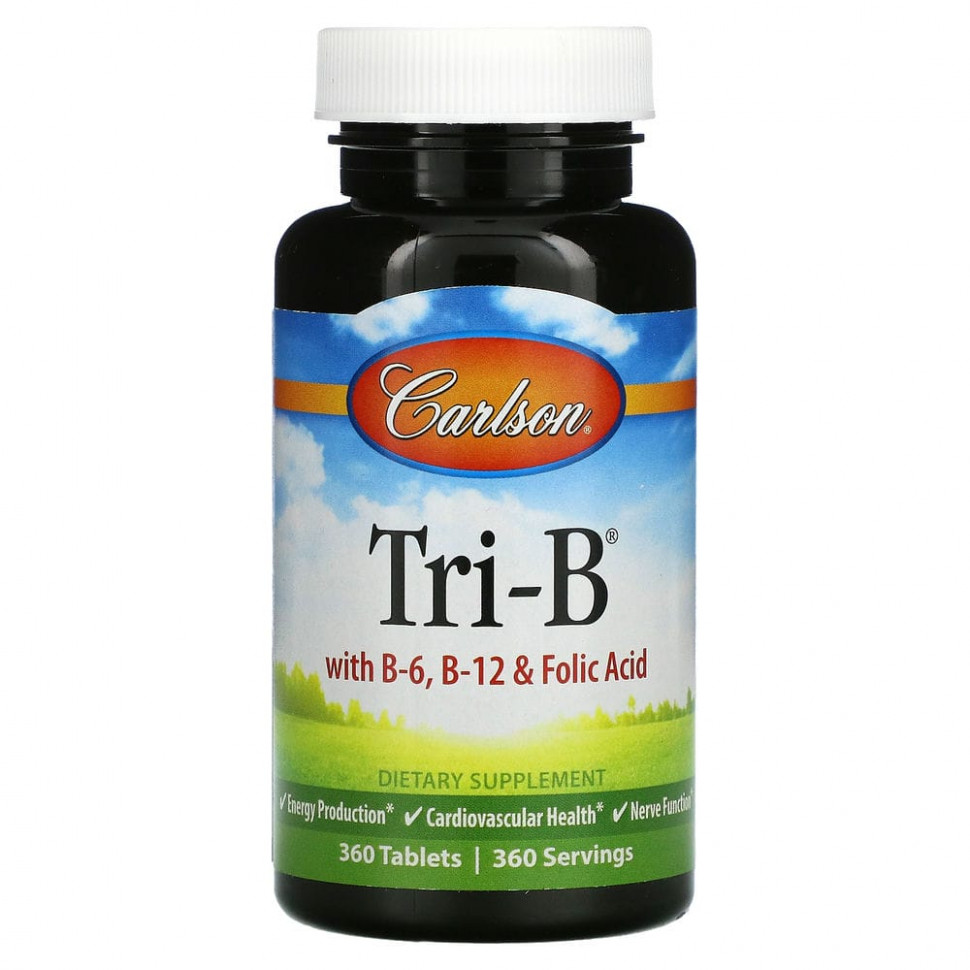 ���� ������ (Iherb) Carlson Labs, Tri-B, �������� � ���������� B6, B12 � �������� ��������, 360 ��������, ������ �� 3450 ���