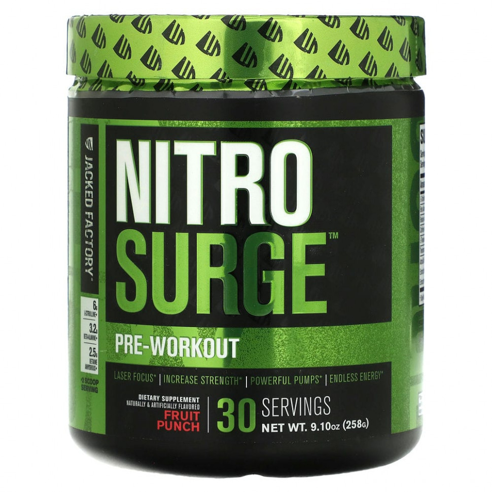 ���� ������ (Iherb) Jacked Factory, Nitro Surge, ����� �����������, ��������� ����, 258 � (9,10 �����), ������ �� 5030 ���