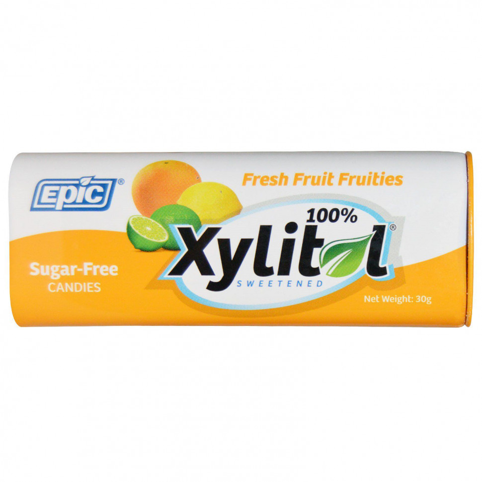   (Iherb) Epic Dental, 100% Xylitol Sweetened Candies, Fresh Fruit Fruities, Sugar-Free, 30 g    -     , -, 