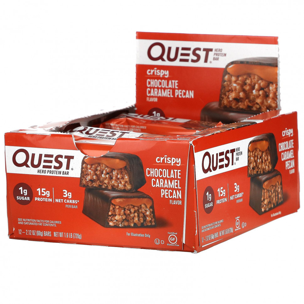 ���� ������ (Iherb) Quest Nutrition, Hero Protein Bar, ��������� ������� � ��������� � �������, 12 ����������, 60 � (2,12 �����), ������ �� 7200 ���