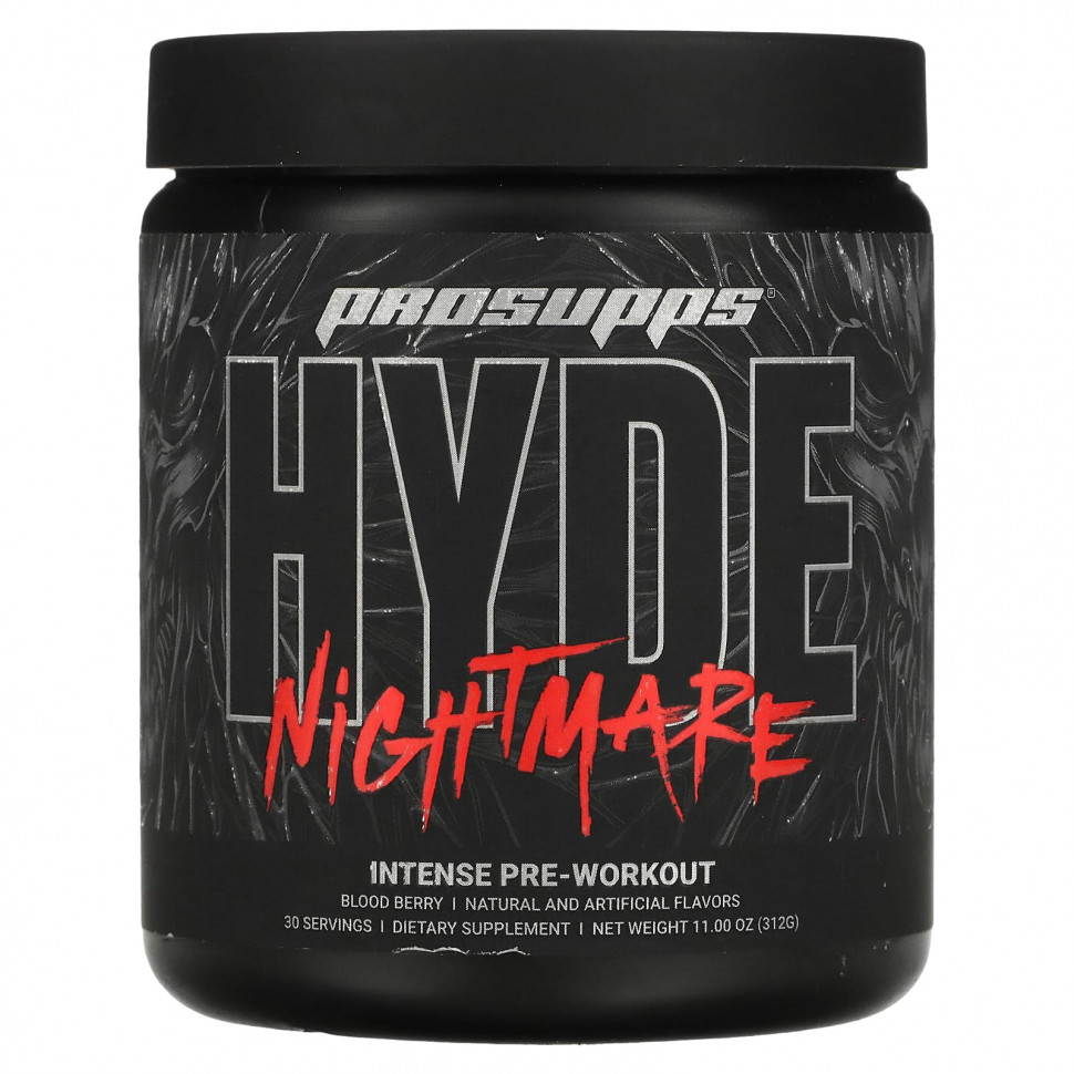   (Iherb) ProSupps, Hyde Nightmare, Intense Pre-Workout, Blood Berry, 11 oz (312 g)    -     , -, 