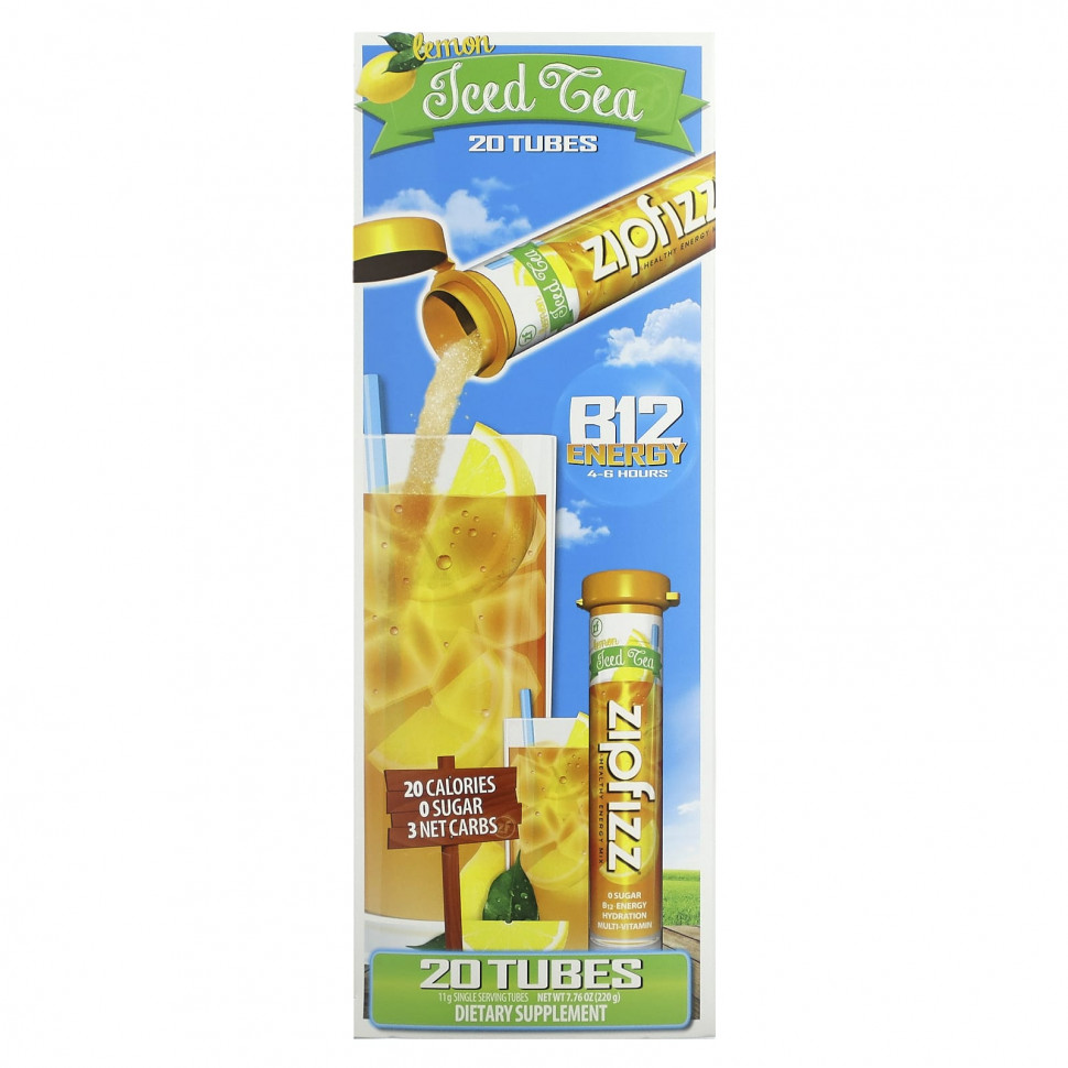 ���� ������ (Iherb) Zipfizz, ��� �� �����, ����� ��� �������� ������� � ��������� B12, �������, 20 ������� �� 11 � (0,39 �����), ������ �� 5270 ���
