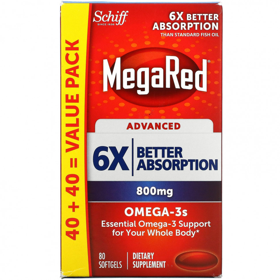 ���� ������ (Iherb) Schiff, MegaRed, ����������, 800 ��, 80 ������ ��������, ������ �� 8100 ���