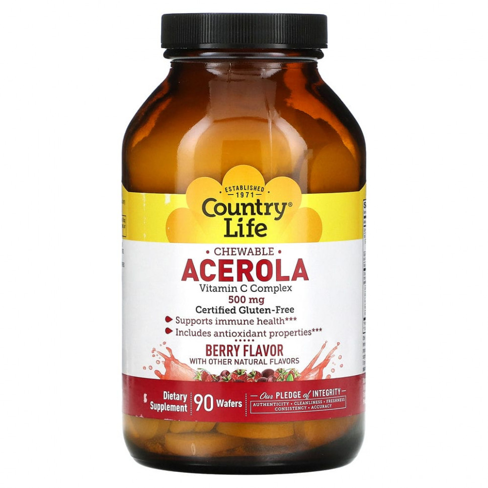���� ������ (Iherb) Country Life, ������� � ����������� �����, �������� �������� C, �� ������ ����, 500 ��, 90 ����������� ��������, ������ �� 3310 ���