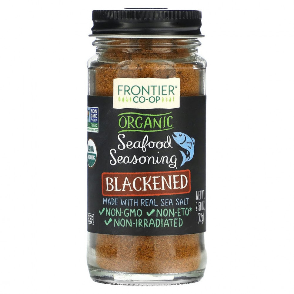   (Iherb) Frontier Co-op, Organic Seafood Seasoning, Blackened, 2.5 oz (72 g)    -     , -, 